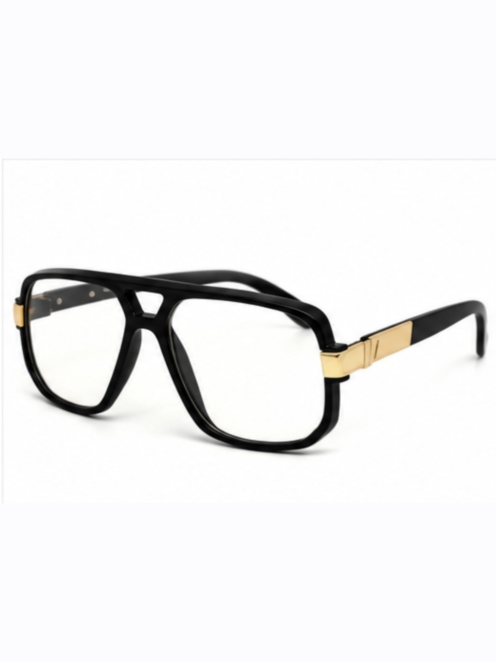 Black and Gold Oversized Aviator Glasses